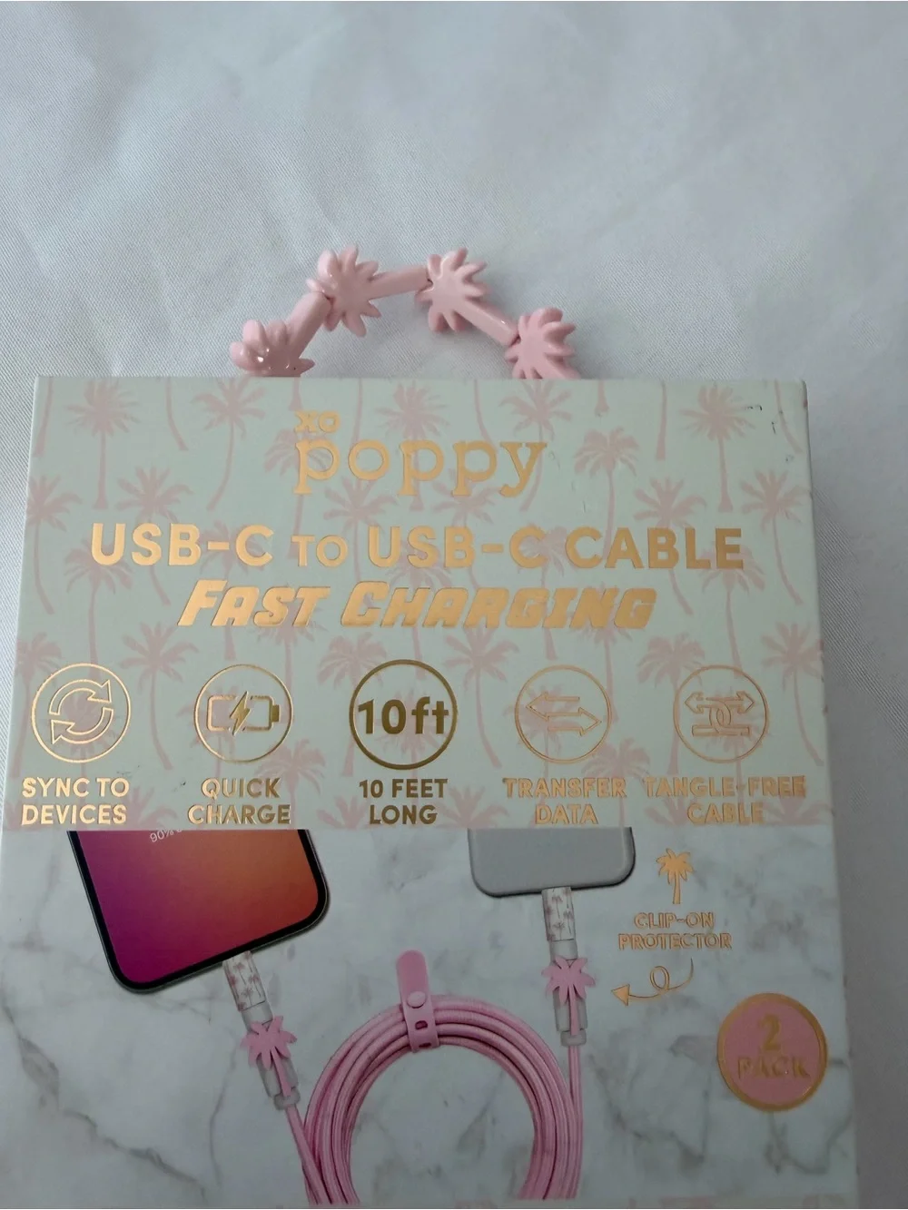 Pink USB-C to USB-C Fast Charging Cable - 10ft